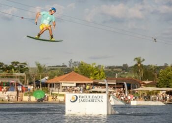 A competição de wakeboard torneio acontece no Naga Cable Park, em Jaguariúna. Foto: Divulgação/Naga Cable Park