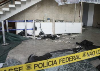 Palácio do Supremo Tribunal Federal destruído, após distúrbios antidemocráticos de 8 de janeiro. Foto: Valter Campanato/Agência Brasil