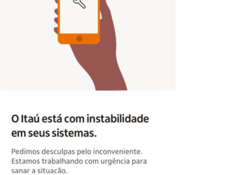 Mensagem que aparece no appdo Itaú. Foto: Reprodução