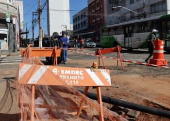 As obras de revitalização da avenida Campos Sales provocam alterações no trânsito na área central de Campinas Foto: Divulgação