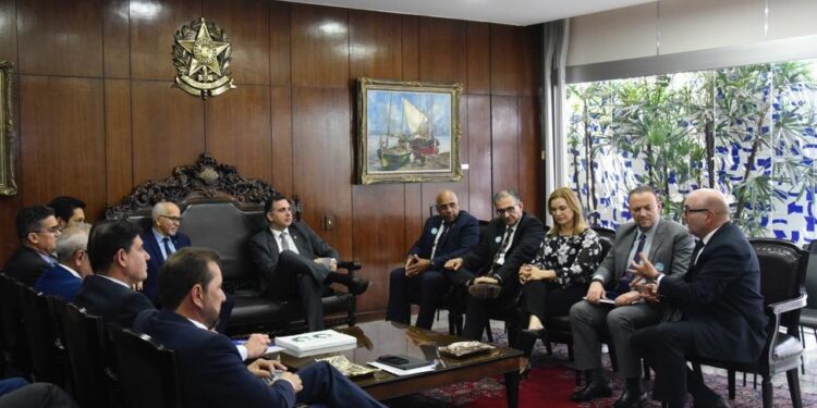 Reunião dos representantes da FNP com o presidente do Senado. Foto: Divulgação