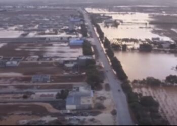 Inundações em Marj, uma das várias cidades líbias devastadas pela tempestade. Foto: Reprodução