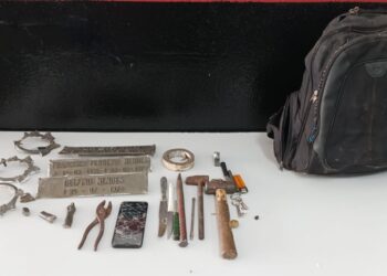 Os objetos furtados foram devolvidos à Setec e as ferramentas utilizadas na ação, apreendidas Foto: Divulgação/GMC