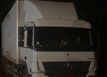 O caminhão chegou a atravessar a estrada da Rhodia nos dois sentidos Foto: Reprodução