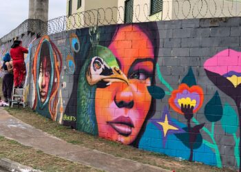O muro do Conjunto Habitacional do Jardim San Diego ganhou a arte do grafite. Foto: Divulgação