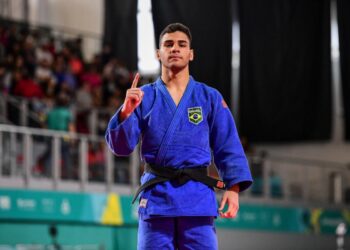 O ouro de  Gabriel Falcão, no judô, foi a 100ª medalha do Brasil no Pan. Foto: Anderson Neves/CBJ
