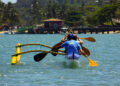 Canoa havaiana do Paddle Club Ilhabela, que participará da Vibe, Volta de Ilhabela. Fotos: Reginaldo Pupo/Divulgação
