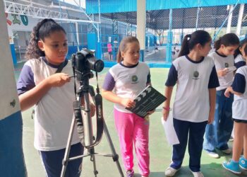 Crianças de 9 a 12 anos tiveram a oportunidade de produzir curtas-metragens. Foto: Divulgação