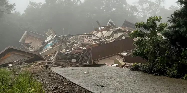 Colapso estrutural ocorreu por volta  das 5h40 desta quinta-feira (23) Foto: Bruno Stoltz/Prefeitura de Gramado
