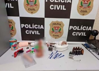 Polícia apreendeu remédios, brinquedos sexuais e aparelho de mídia na casa do líder espiritual. Foto: Polícia Civil/Divulgação