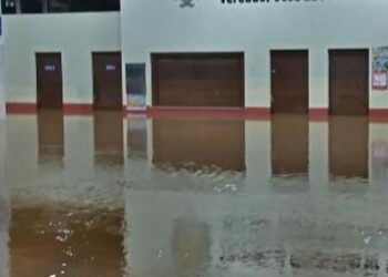 Terminal rodoviário de Socorro submerso: município foi castigado pelas chuvas. Foto: Reprodução