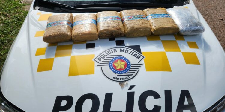 Os seis tijolos de maconha apreendidos somaram 6,4 kg da droga. Foto: Divulgação/SSP