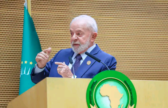 Presidente da República, Luiz Inácio Lula da Silva, durante a cerimônia de Abertura da 37º Cúpula da União Africana, na Sede da União Africana.  Foto: Ricardo Stuckert / PR