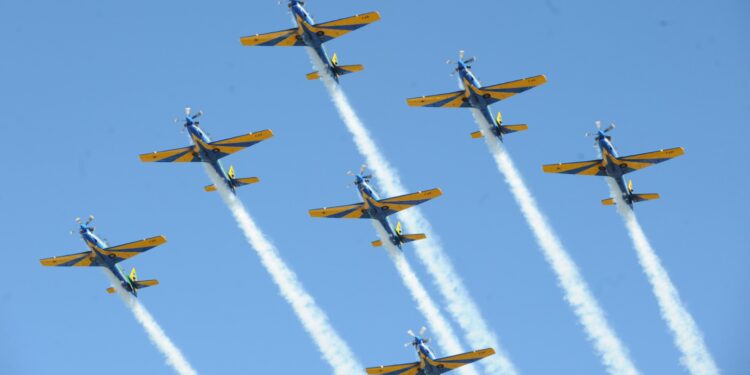 Sete aeronaves A-29 Super-Tucano farão a apresentação no domingo. Foto: Divulgação