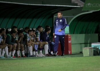 O técnico Umberto Louzer durante tropeço no Brinco na última quarta-feira (31): lamentação. Fotos: Raphael Silvestre/Guarani FC