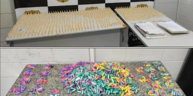 Droga com embalagens coloridas seria comercializada nos blocos de carnaval de Indaiatuba e região - Foto: Polícia Civil/Divulgação