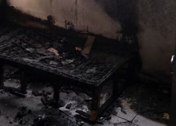 Cama ficou destruída pelo fogo Foto: Divulgação/Guarda Municipal