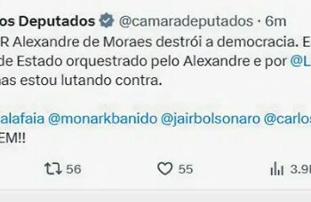 "O ditador Alexandre de Moraes destrói a democracia", cita o texto Foto: Reprodução