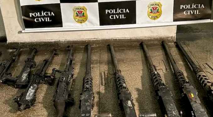 Armamento recuperado está sem condições de uso e deve ser inutilizado - Foto: Reprodução Instagram/ Governador Tarcísio de Freitas