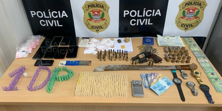 Drogas, documentos e dezenas de munições estavam em posse da traficante - Foto: Polícia Civil