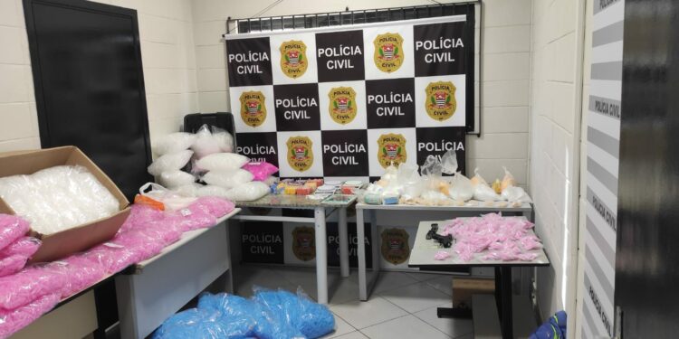 Além de cocaína, armamentos, munições, balança e celulares também foram apreendidos - Foto: Divulgação/Polícia Civil
