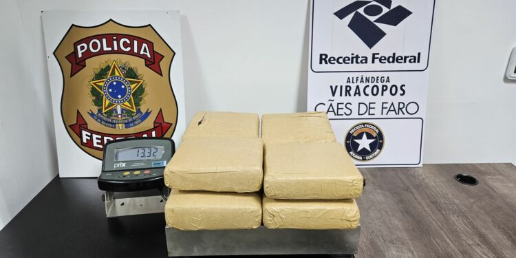 A droga estava na bagagem despachada em Manaus. Foto: Polícia Federal/Divulgação
