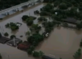 Cidade gaúcha inundada pelas chuvas e pelo aumento do nível dos rios - Foto: Reprodução TV