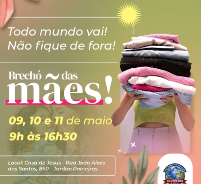 Casa de Jesus promove Brechó das Mães a partir de quinta-feira