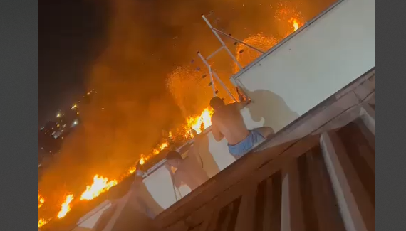 Moradores usam mangueiras das próprias casas para conter fogo no Jardim Miriam