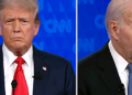 Joe Biden no primeiro debate presidencial com o rival Donald Trump: desempenho muito criticado - Foto: Reprodução TV