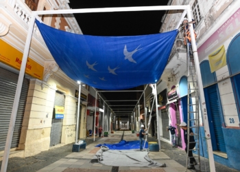 Calçadão da 13 de Maio começa a receber nova decoração