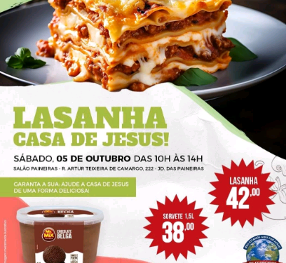 Em Campinas, Lasanha Beneficente da Casa de Jesus será no sábado