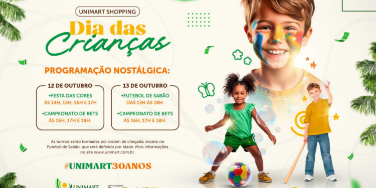 Shopping oferece brincadeiras gratuitas em comemoração ao Dia das Crianças.