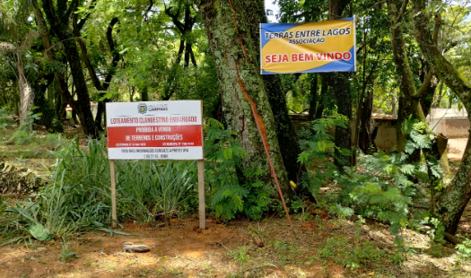 Mais cinco loteamentos clandestinos na APA Campinas recebem placas de embargo