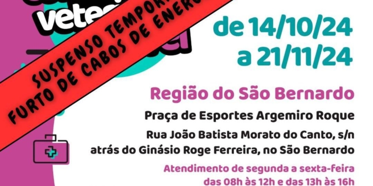 Furto de cabos de energia suspende atendimento do Consultório Veterinário Móvel
