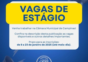 Câmara de Campinas abre dez vagas de estágio para estudantes do ensino superior