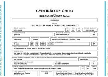 Certidão de óbito de Rubens Paiva é retificada e reconhece morte pela ditadura militar