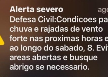 Defesa Civil envia alerta aos celulares sobre chegada do ciclone extratropical no estado