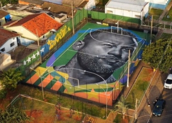 Artistas transformam quadra em homenagem a Neymar Jr em Sumaré