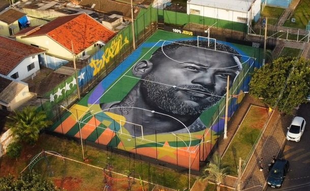 Artistas transformam quadra em homenagem a Neymar Jr em Sumaré